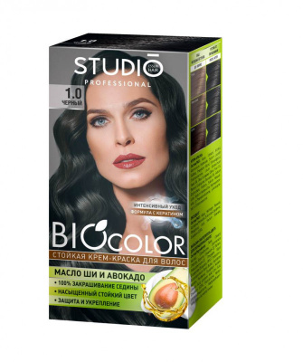 Studio Professional Стойкая крем-краска для волос Biocolor тон 1,0 Черная