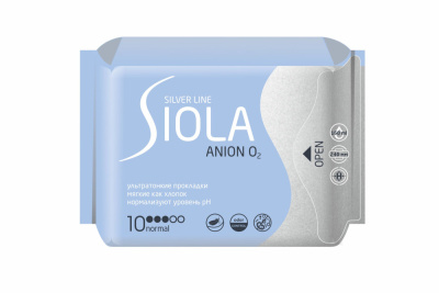 Siola Silver Line Прокладки ультратонкие с анионным вкладышем Normal, 10 шт