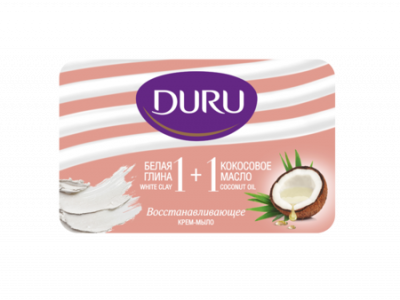 Duru 1+1 Крем-мыло восстанавливающее Белая глина и Кокосовое масло, 80 гр
