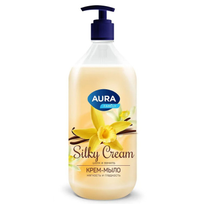 Aura Family Крем-мыло для рук и тела Silky Cream Шелк и ваниль, 1000 мл
