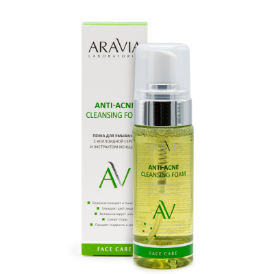 Aravia Laboratories Пенка для умывания с коллоидной серой и экстрактом женьшеня Anti-Acne Cleansing Foam, 150 мл