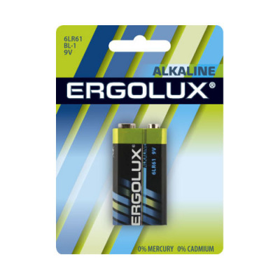 Ergolux Батарейка Крона 6LR61 BL-1 Alkaline блистер, 1 шт