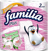 Туалетная бумага "Familia Plus" двухслойная, 4 шт Весенний Цвет