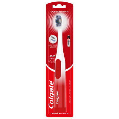 Colgate Зубная щетка 360 Sonic Optic White питаемая от батарей средней жесткости