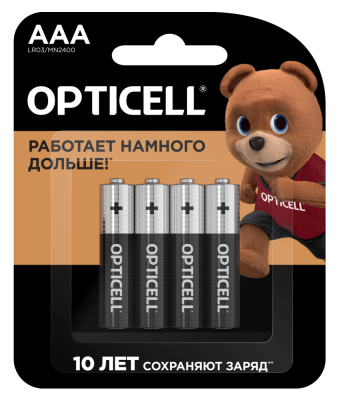 Opticell Батарейки Basic мизинчиковые AAA LR03 блистер, 4 шт