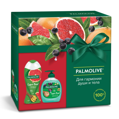 Palmolive Подарочный набор Супер фуд (гель-крем для душа Грейпфрут + жидкое мыло Асаи)_1