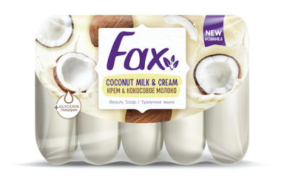 Fax Мыло туалетное Крем и Кокосовое молоко, 5 х 70 гр