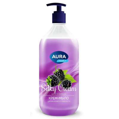 Aura Family Крем-мыло жидкое Silky Cream Шелк и ежевика, 1000 мл