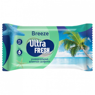 Ultra Fresh Влажные салфетки Breeze, 15 шт
