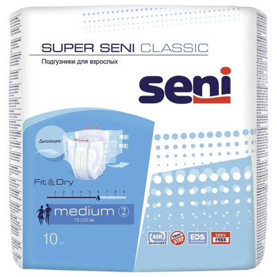 Seni Super Seni Classic Подгузники для взрослых Medium, 10 шт