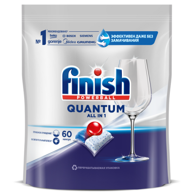 Finish Quantum All in 1 Капсулы для посудомоечных машин, 60 шт
