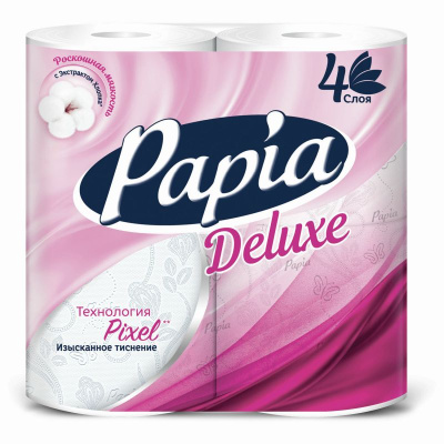 Papia Deluxe Туалетная бумага четырехслойная Белая, 4 шт