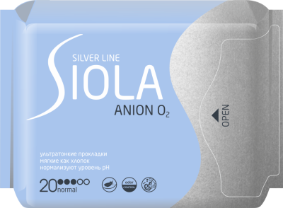 Siola Silver Line Прокладки ультратонкие с анионным вкладышем Normal Дуо, 20 шт