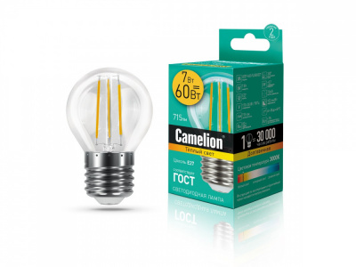 Camelion LED7-G45-FL-830-E27 Лампа светодиодная прозрачная