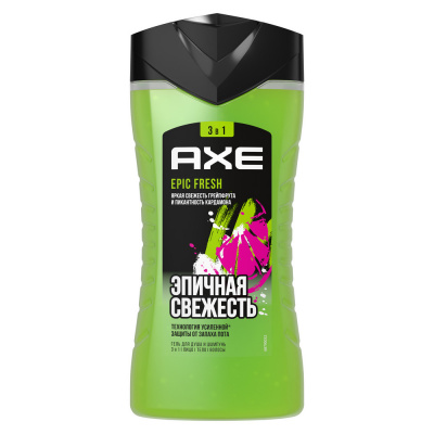 Axe Гель для душа, шампунь и средство для умывания мужской Epic Fresh, 250 мл