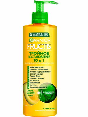 Garnier Fructis Комплексный несмываемый крем для волос Тройное восстановление 10 в 1, 400 мл