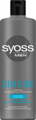 Syoss Men Шампунь Clean & Cool для нормальных и жирных волос, 450 мл