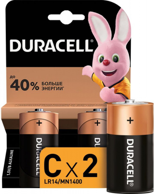 Duracell Basic Батарейка C LR14 алкалиновая блистер, 2 шт (цена за 1 шт)
