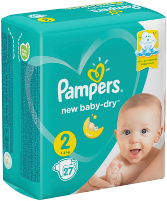 Pampers Подгузники New Baby-Dry 2 Mini 4-8 кг, 27 шт